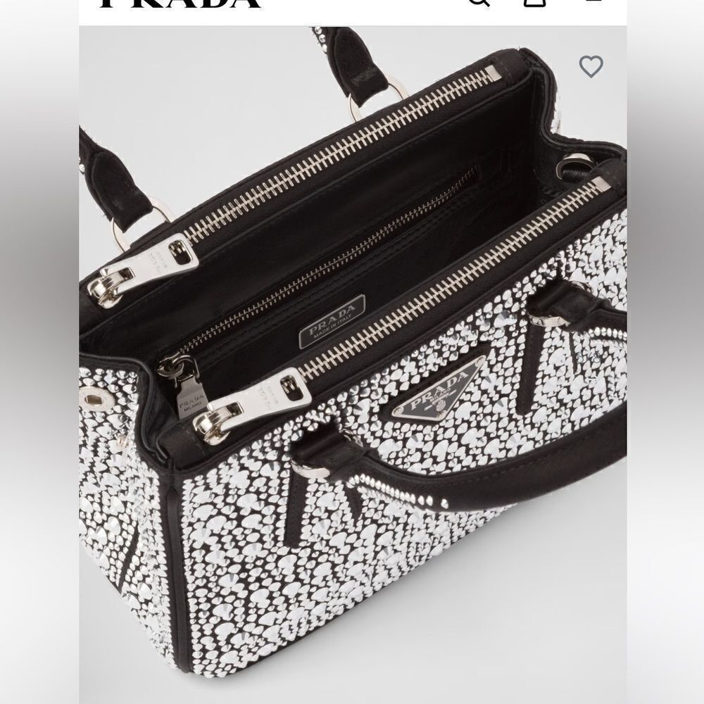 RARE PRADA Galleria satin mini-bag with crystals - Picture 5 of 9
